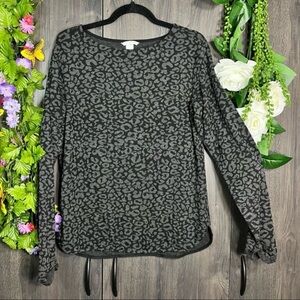 H&M Leopard Print Sweatshirt Charcoal Gray Pullover Size L